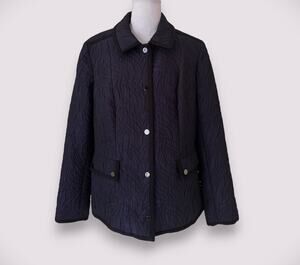 Doncaster Collection Purple Quilted Lightweight Jacket Black Trim - Size 12